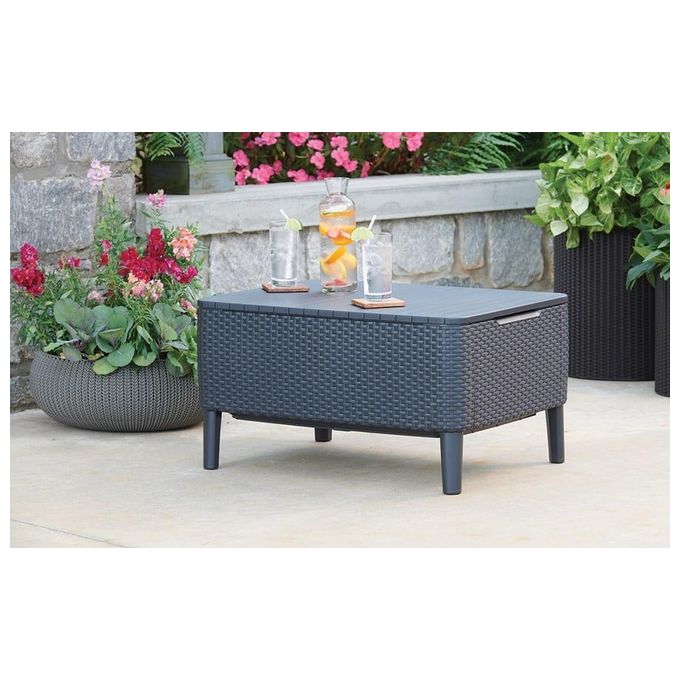 Keter 253220 Salemo Salottino da Esterno 4 Posti Divano 2 Poltrone Tavolino Polipropilene Effetto Rattan colore Grafite