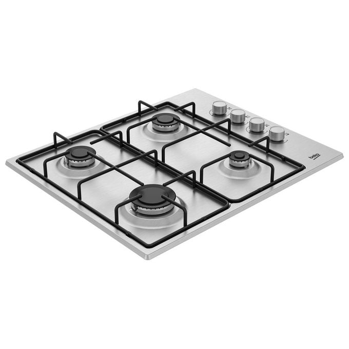 Beko HIGG641C3SX b100 Piano cottura Gas 60 cm 4 Fuochi Griglie Smaltate Accensione Elettronica colore Inox