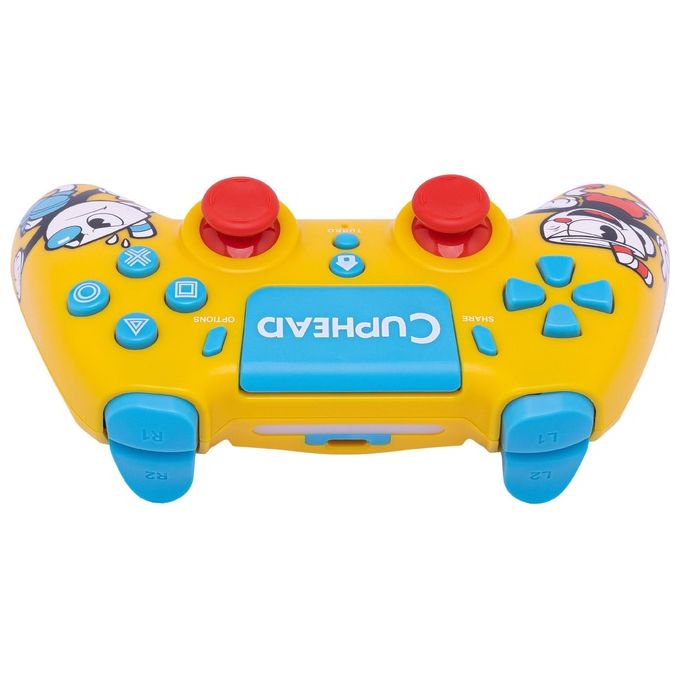 Qubick ACP40224 Cuphead Gamepad Wireless PS4 PS5 PC Bluetooth USB Vibrazione Touchpad colore Giallo