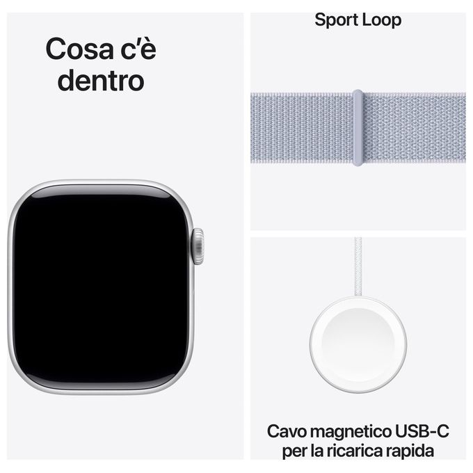 Apple MWX53QL-A Apple Watch Series 10 Smartwatch 42 mm GPS + Cellular con Cinturino Sport Loop colore Nuvola Azzurra
