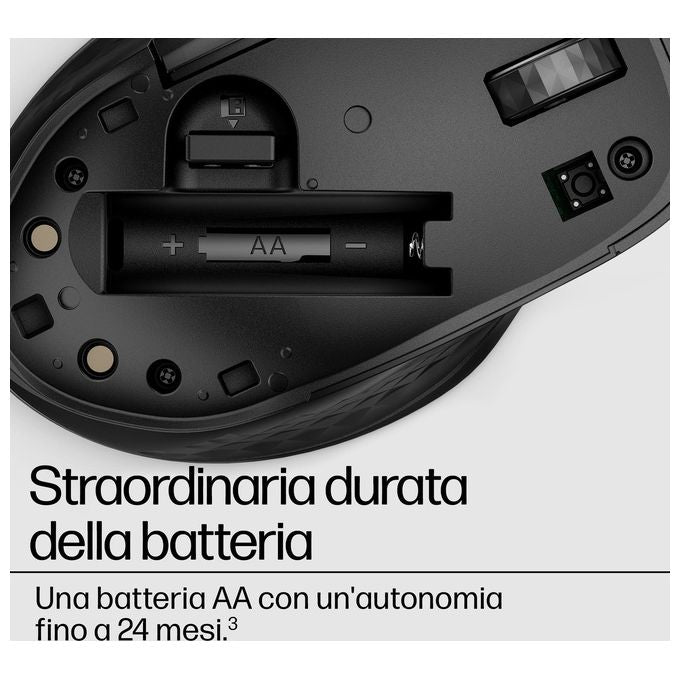 HP 3B4Q2AA 430 Mouse Wireless Multi-Dispositivo Bluetooth 5.2 e Dongle USB-A 1200 DPI 5 Pulsanti Batteria 24 Mesi colore Nero