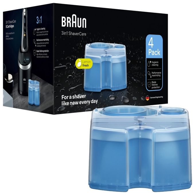 Braun CCR4 Cartucce di Ricarica SmartCare Center 3in1 Pulizia Lubrificazione Asciugatura Rasoi Elettrici confezione 4 pezzi