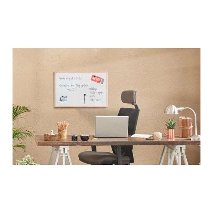 Bi-Office Lavagna Budget Bianca Laccata con Cornice in Legno 90x60cm