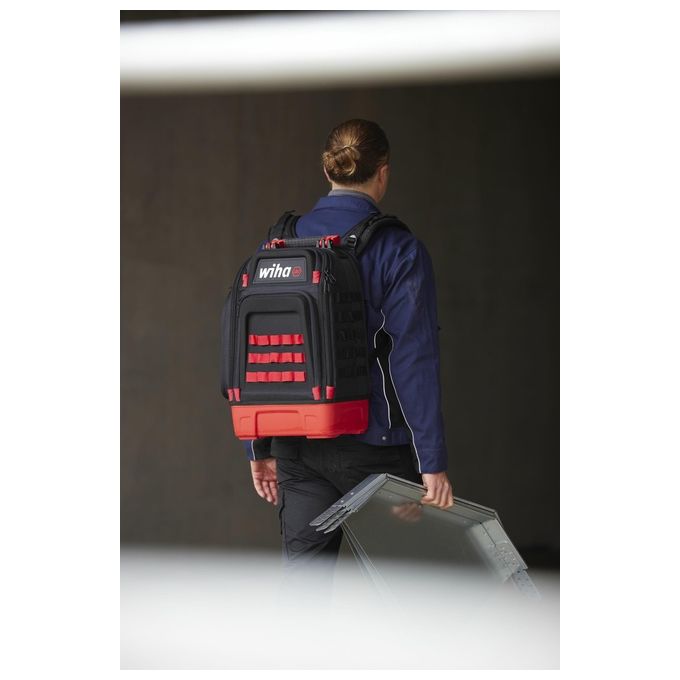 Wiha 45529 Zaino porta attrezzi 43 pezzi con scomparto laptop e sistema Molle colore Nero