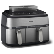Philips NA555-00 Serie 5000 Friggitrice ad aria 9L 2750W Doppio Cestello 19 Programmi Cottura a Vapore colore Argento