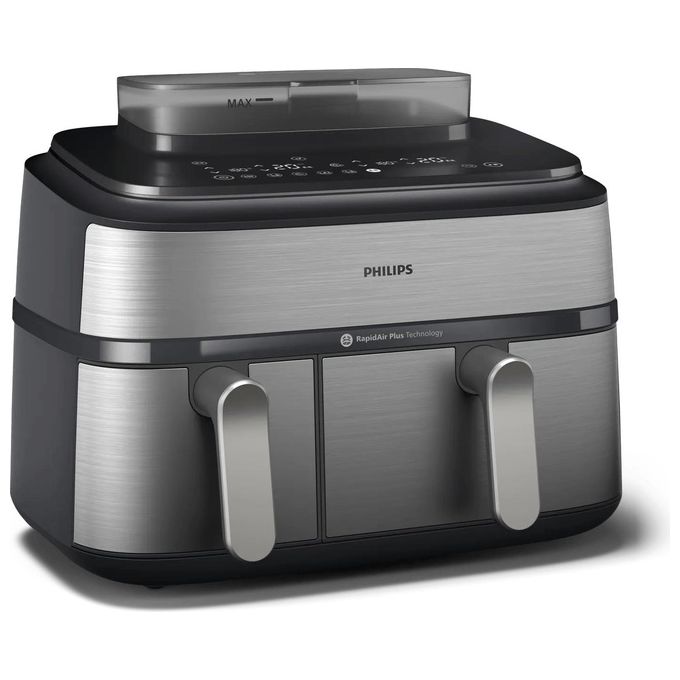 Philips NA555-00 Serie 5000 Friggitrice ad aria 9L 2750W Doppio Cestello 19 Programmi Cottura a Vapore colore Argento