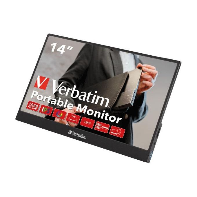 Verbatim 49590 Monitor PC 35,6 cm (14'') Full HD 1920 x 1080 Pixel IPS HDMI 1.4 AMD FreeSync Altoparlanti Incorporati colore Nero