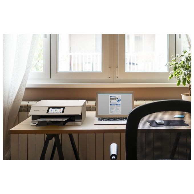 Canon TS8751 PIXMA TS8751 Stampante Multifunzione a Getto d'Inchiostro 6 Cartucce Separate Wi-Fi Stampa Fronte Retro Automatica Touchscreen 4,3 Pollici colore Bianco