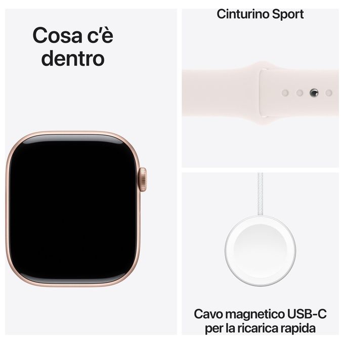 Apple MWWU3QL-A Apple Watch Series 10 GPS 46 mm Smartwatch con Cassa in Alluminio e Cinturino Sport Loop colore Rosa fard