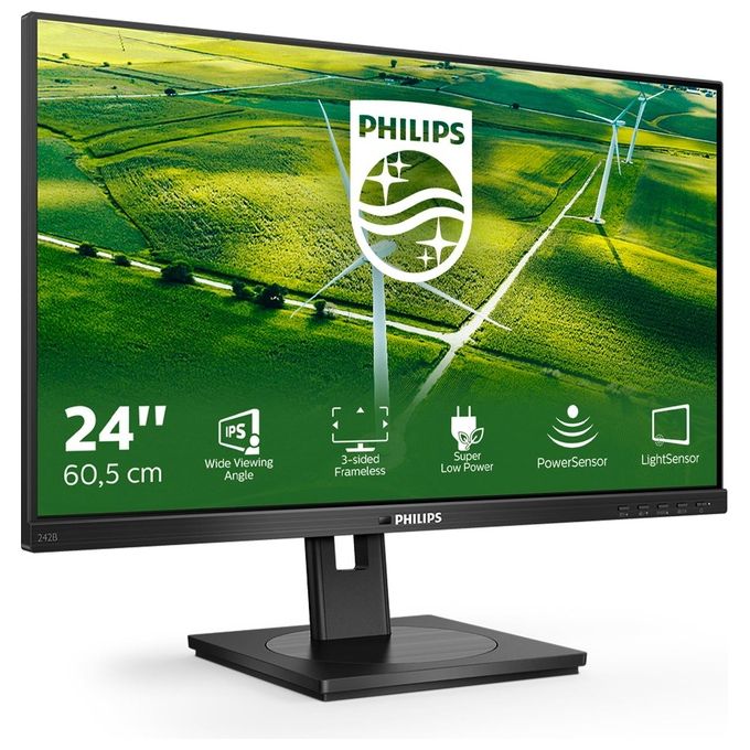 Philips 242B1G-00 Monitor PC 23.8'' IPS Full HD 1920x1080 75Hz 4ms Hub USB HDMI DisplayPort VESA colore Nero