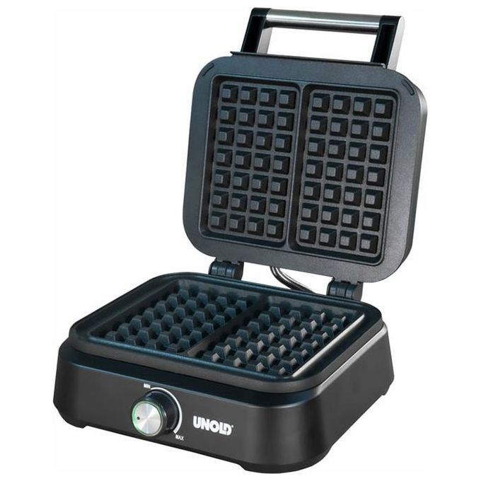 Unold 48275 Piastra per Waffle 2 Waffle 1500 W Rivestimento Antiaderente Termostato Regolabile colore Nero