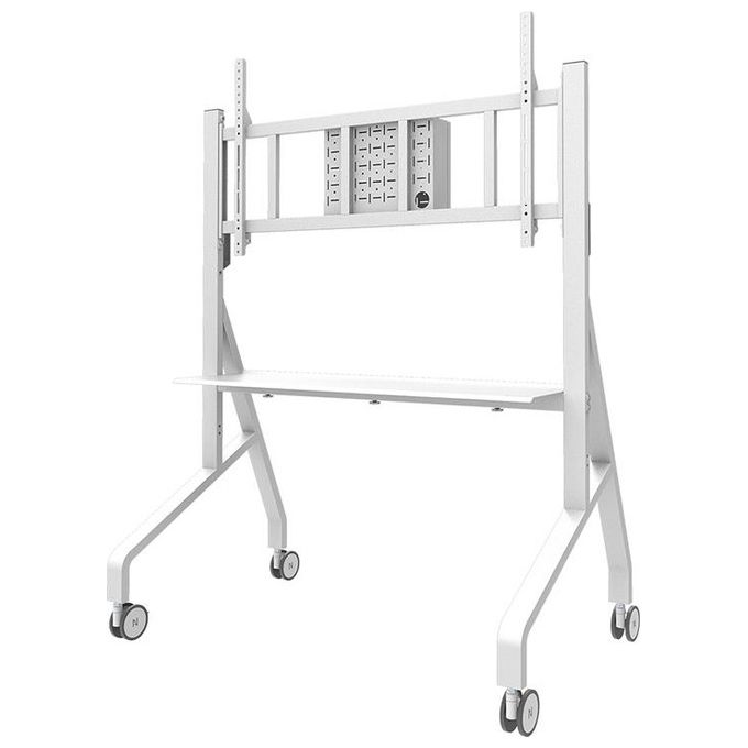 Neomounts FL50-575WH1 Carrello TV Mobile Altezza Regolabile 129-139 cm Capacita' 125 Kg VESA 100x100-1100x600 mm colore Bianco