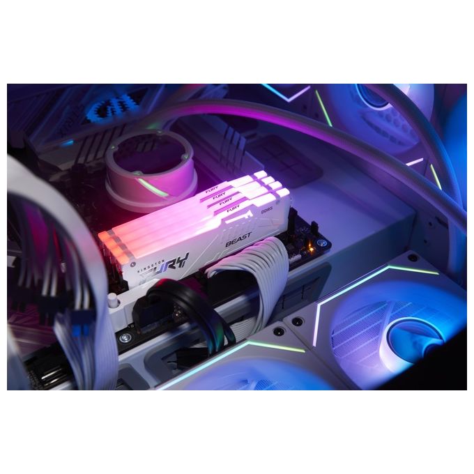 Kingston KF560C30BWEAK2-32 FURY Beast Memoria RAM DDR5 32GB 2x16GB 6000MT-s CL30 DIMM Kit da 2 AMD EXPO Intel XMP RGB colore Bianco