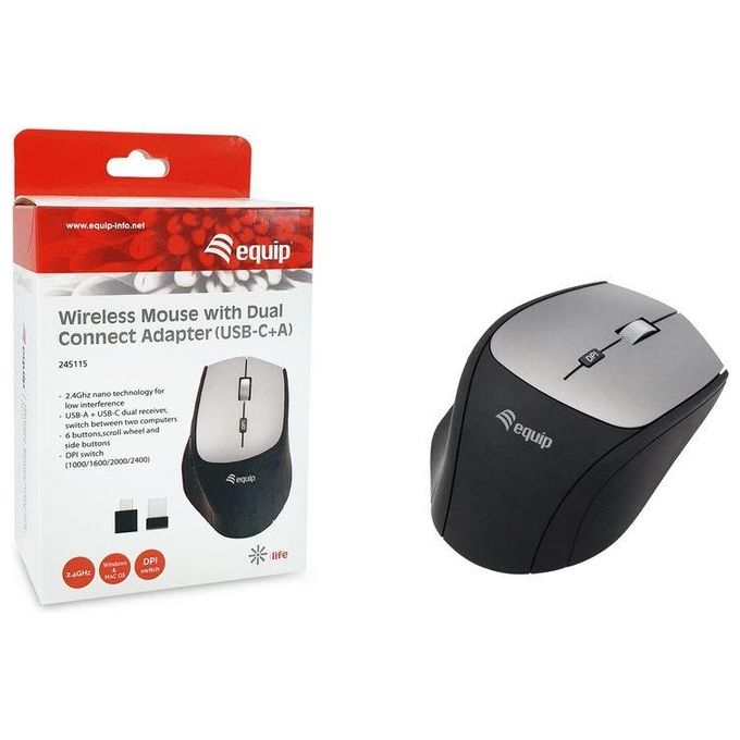 Equip Mouse Ufficio Mano Destra Rf Wireless Ottico 2400 Dpi