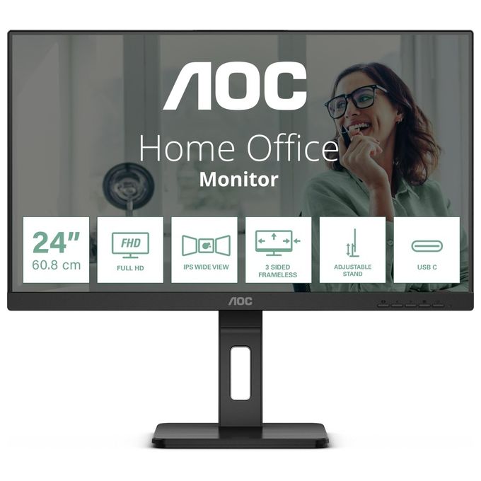 AOC 24P3CV Serie Pro-line Monitor PC 23.8'' LED IPS Full HD 1920x1080 75 Hz USB-C Hub Integrato RJ-45 colore Nero