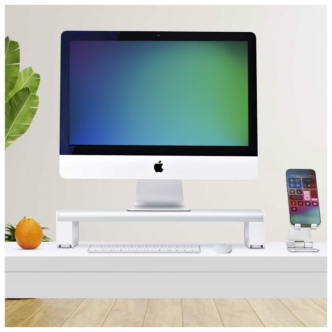 StarTech.com 1MFSW-MONITOR-RISER Supporto per Monitor Ergonomico fino a 15 Kg Altezza Fissa 9 cm Piattaforma in Acciaio colore Argento