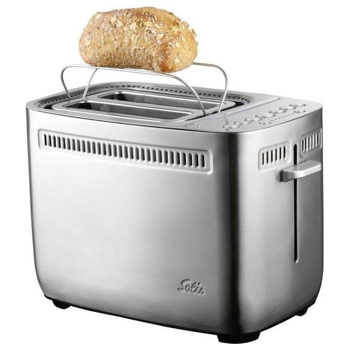 Solis 8003 Sandwich Toaster Tostapane 2 Fessure Extra Larghe 7 Livelli Doratura Funzione Turbo Funzione Bagel Inclusi 2 Morsetti per Panini colore Argento