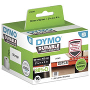 DYMO 2112290 LW DURABLE Rotolo di Etichette Durevoli in Polipropilene Bianco 59x102 mm 300 Etichette Adesivo Permanente colore Bianco