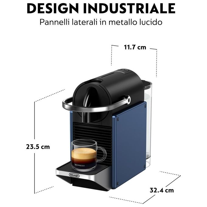 De'Longhi EN127.BL Pixie Macchina da caffe' a Capsule Automatica 1 L 19 bar 1260 W colore Nero Blu Argento