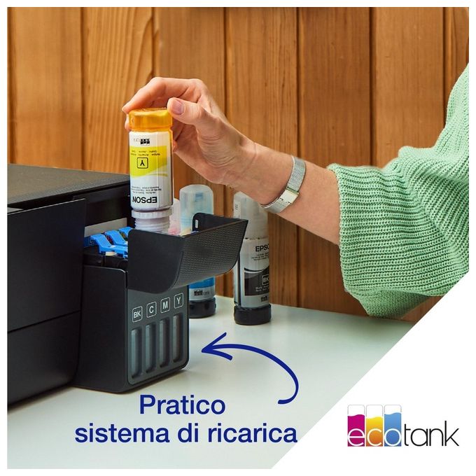 Epson ET-2860 EcoTank Stampante Multifunzione Inkjet A4 3in1 Serbatoi Ricaricabili Wi-Fi USB 5760x1440 DPI 33 ppm colore Nero