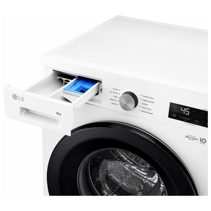 LG F4NX1008NWK Serie X1 Lavatrice Frontale 8 Kg 1400 rpm Classe A 6 Motion Wi-Fi Allergy Care (85x60x55 cm) colore Bianco