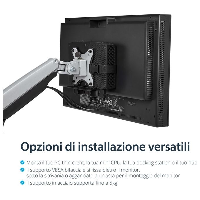 StarTech ACCSMNT Supporto VESA Thin Client Montaggio Sotto Scrivania VESA 75x75 100x100 mm fino a 5 Kg colore Nero