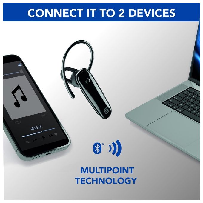 Cellularline BTSCOREK Score Auricolare Bluetooth Mono In-ear Multipoint Archetto Removibile colore Nero