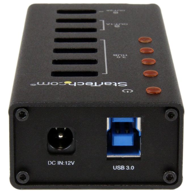StarTech Hub USB 3.0 alimentato a 4 porte con 3 porte di ricarica USB dedicate (2 x 1A e 1 x 2A) - Box esterno in metallo per montaggio a parete