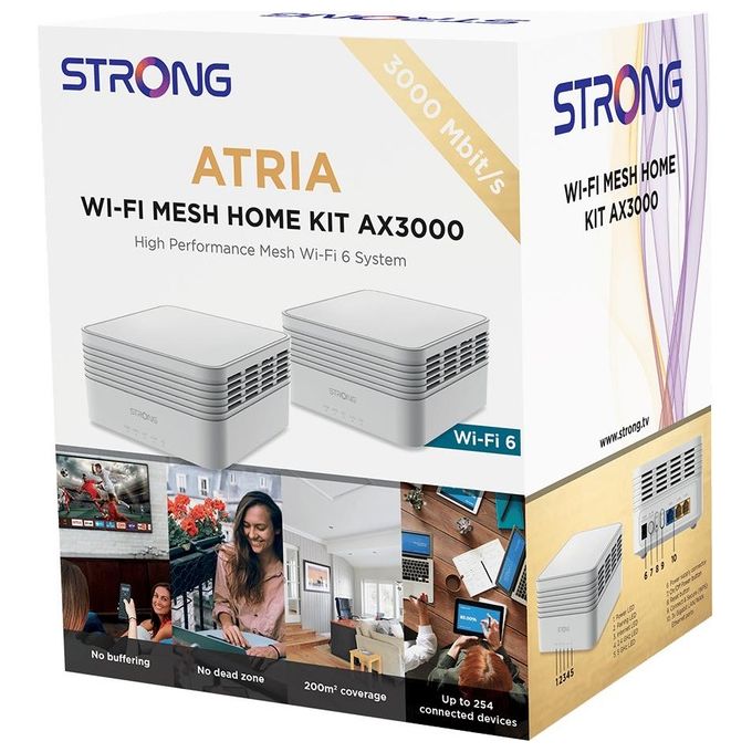 Strong MESHKITAX3000 Sistema Mesh Wi-Fi 6 Dual Band 2976 Mbit-s Copertura 350 m² 2 Unita' colore Bianco