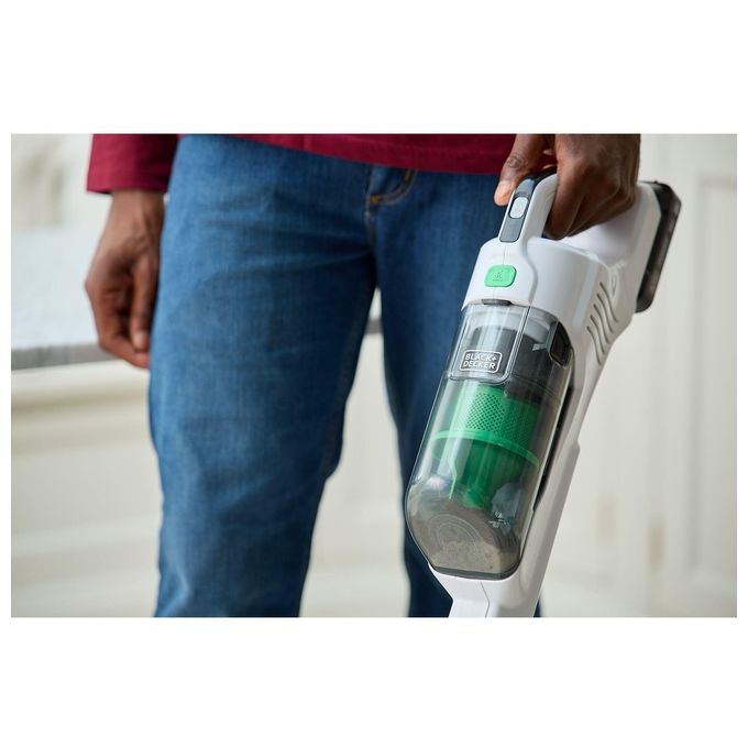 Black and Decker REVSV18D1HF-QW Reviva Scopa elettrica 2 in 1 senza sacchetto 0,5 L 18 V 2 Ah 40 min autonomia colore Verde Bianco