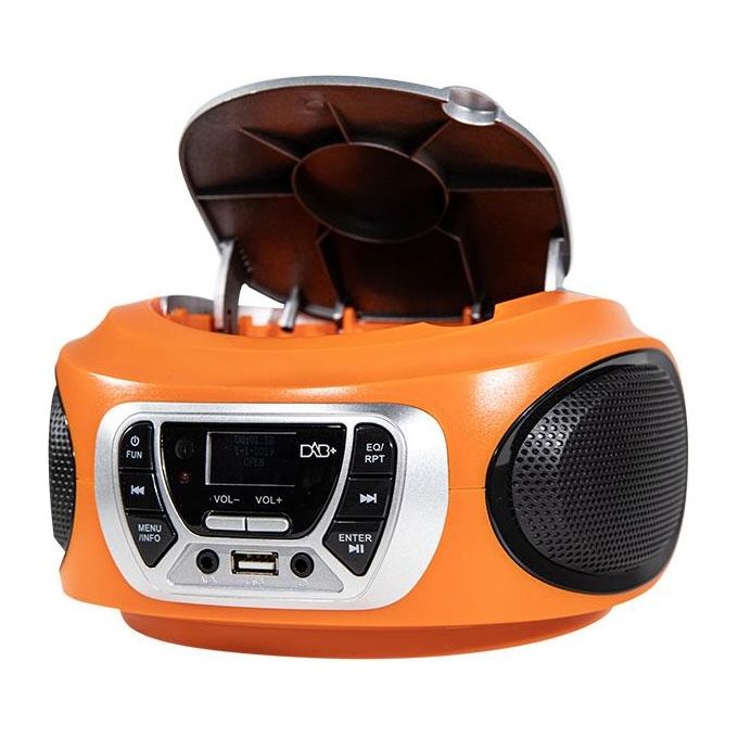 Trevi CMP 510 DAB Stereo Portatile Cd Boombox Radio DAB-DAB+ con RDS Usb Aux-In Presa Cuffia Arancio