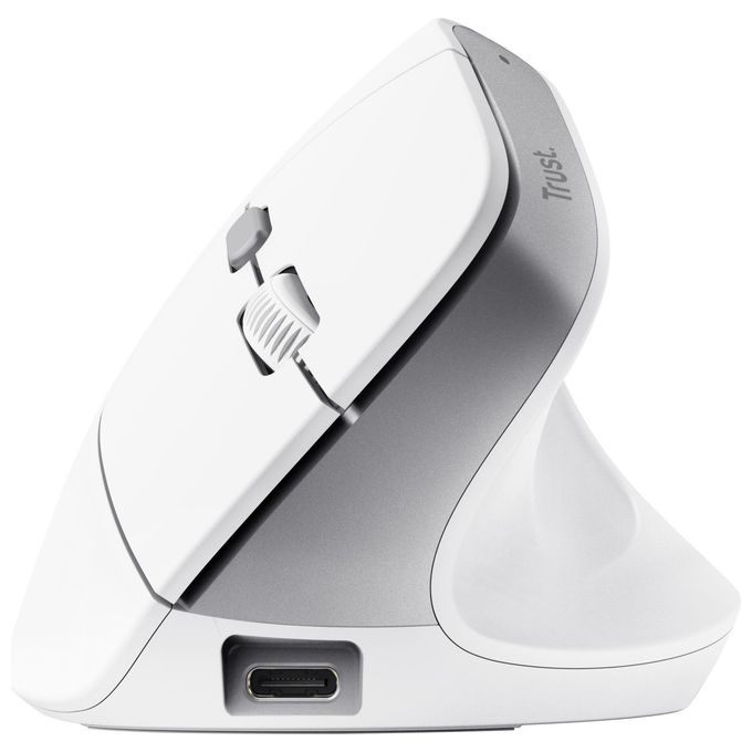 Trust BAYO II Mouse Ergonomico Verticale Wireless RF Ottico 2400 DPI Ricaricabile USB-C colore Bianco