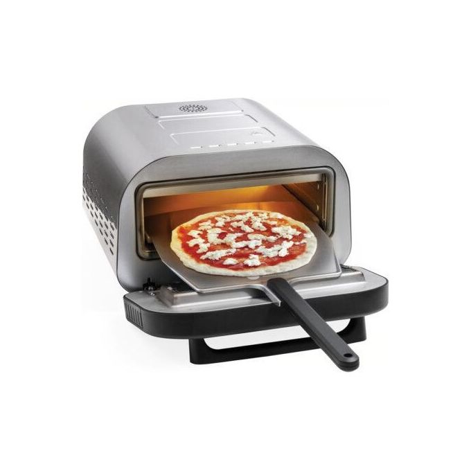 Macom 884 Just Kitchen Forno per Pizza Elettrico Pietra Refrattaria 32 cm 1700W 400°C Timer Digitale colore Nero Inox