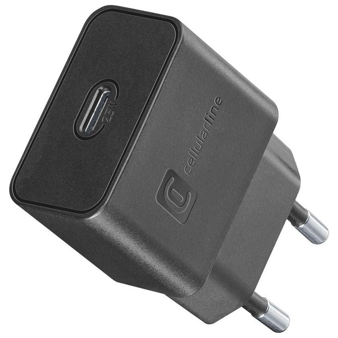 Cellular Line Caricabatterie da rete USB-C Super Fast Charge PD 25W Nero