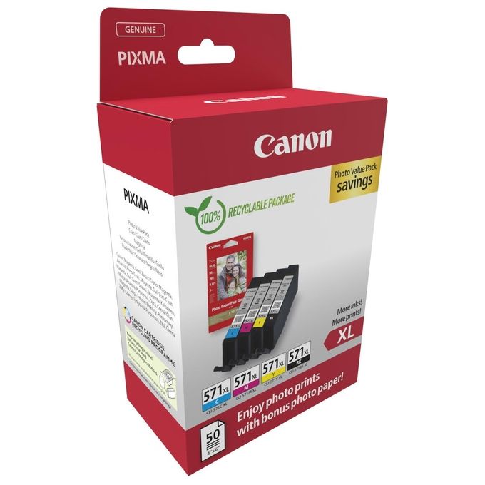 Canon 0332C006 Value Pack Cartuccia d'Inchiostro Originale Resa Elevata Nero Ciano Magenta Giallo colore Nero Ciano Magenta Giallo