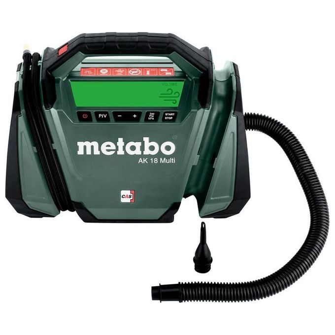 Metabo 600794850 AK 18 MULTI Compressore ad Aria 16 l-min 11 bar Batteria 18 V con Display Retroilluminato e Manometro Integrato colore Nero Verde
