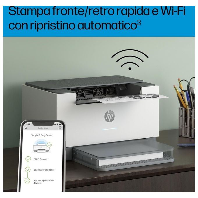 HP 6GW62F LaserJet M209DW Stampante Laser Monocromatica Singola Funzione Fronte Retro 30 ppm WiFi USB Ethernet colore Grigio