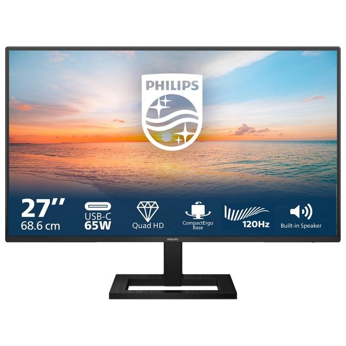 PHILIPS 27E1N1600AE Serie 1000 Monitor 27'' IPS QHD 2560x1440 100Hz 4ms GtG USB-C Hub Altoparlanti Integrati VESA Regolazione Altezza colore Nero
