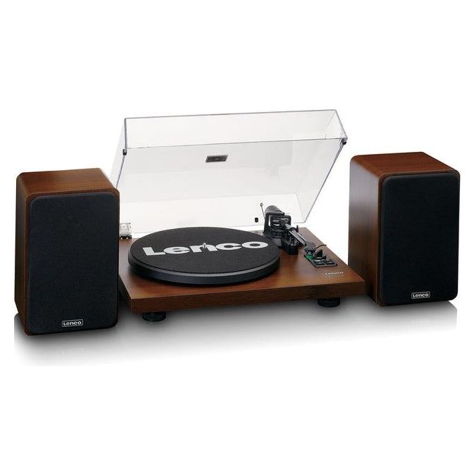 Lenco LS-600WA Giradischi a cinghia Bluetooth 5.0 amplificato 2x30W con altoparlanti colore Noce