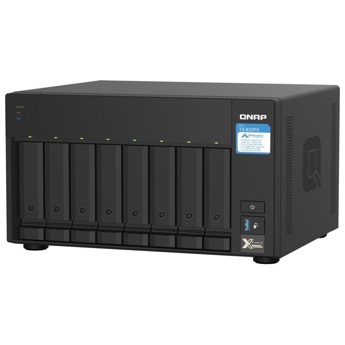 Qnap TS-832PX-4G NAS Tower 8 Bay AL324 Quad Core 1.7 GHz 4 GB DDR4 2x 10GbE SFP+ 2x 2.5GbE colore Nero