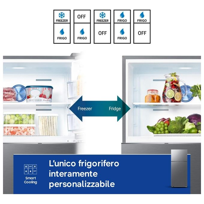 Samsung RT53DG7A14S9 Serie 7300 AI Frigorifero Doppia Porta 530 L 185,5 cm Classe E 37 dB No Frost Twin Cooling Plus WiFi colore Metal Inox