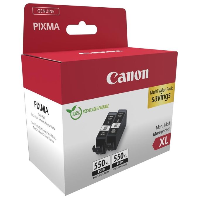 Canon 6431B010 PGI-550PGBK XL Cartuccia Inchiostro Pigmentato Twin Pack 2 pz 500 pagine colore Nero