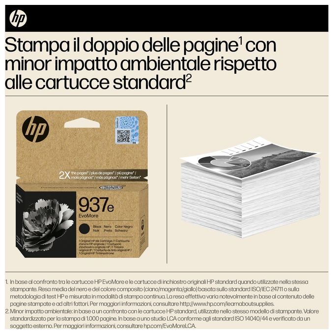 HP 4S6W9NE 937E EvoMore Cartuccia Inkjet Originale Resa Elevata 2500 Pagine colore Nero