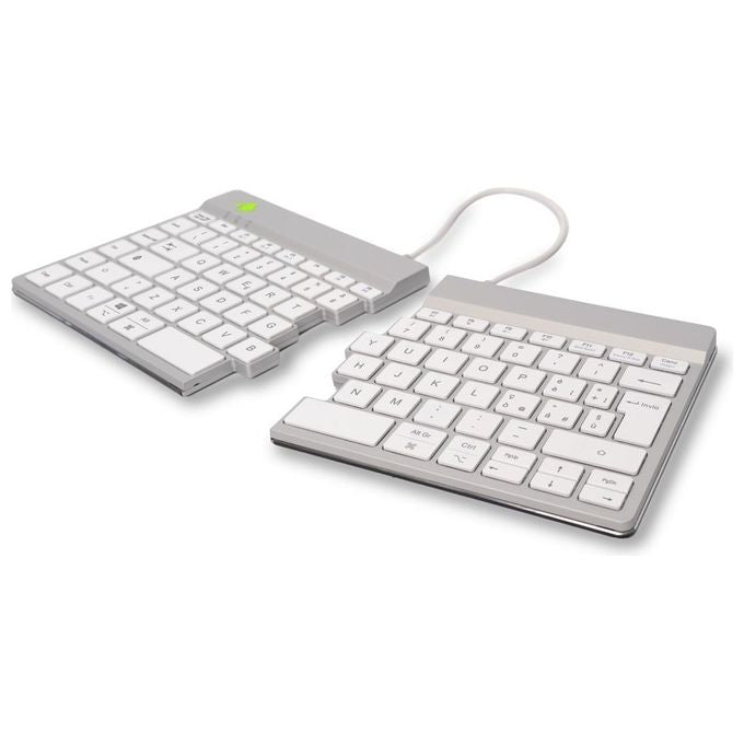 R-Go Tools RGOSBITWLWH Tastiera ergonomica split Bluetooth QWERTY italiano 60 tasti meccanismo a forbice software pausa integrato colore Bianco