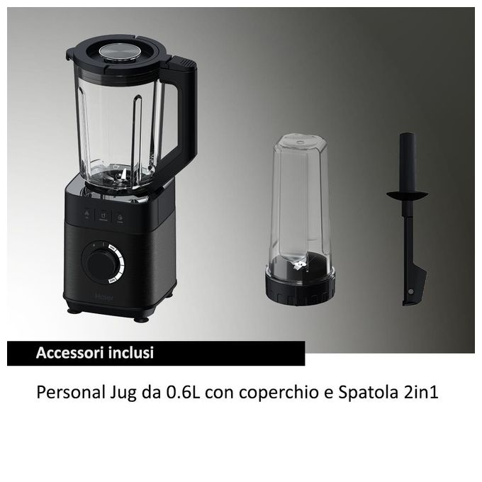 Haier HBL5B2011 I-Master Serie 5 Frullatore 1200 W 2 L 6 lame acciaio inox 3 programmi autopulizia Personal Jug colore Nero