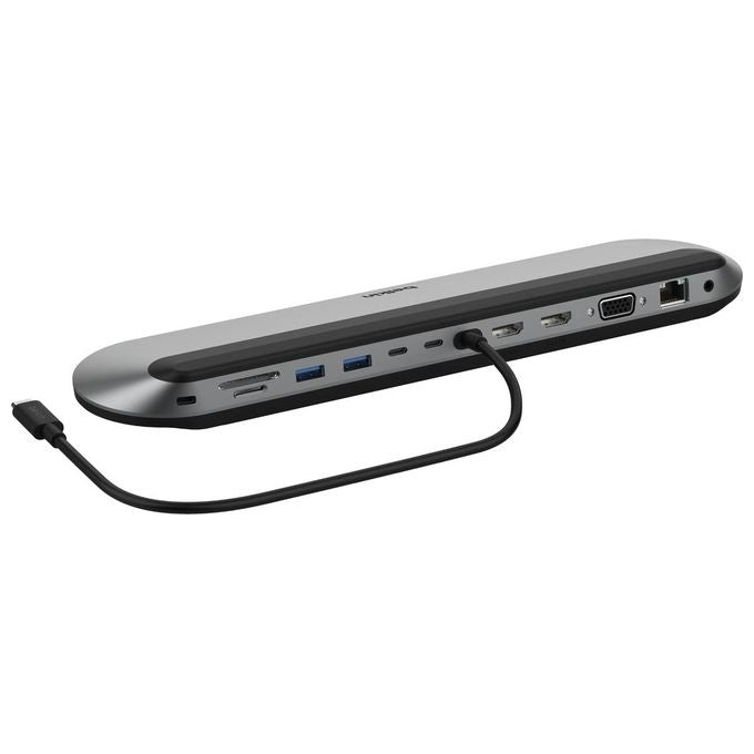 Belkin INC014BTSGY Docking Station USB-C 11-in-1 con Ricarica 100 W Ethernet 2500 Mbit-s HDMI VGA SD Reader MicroSD Reader colore Nero Grigio