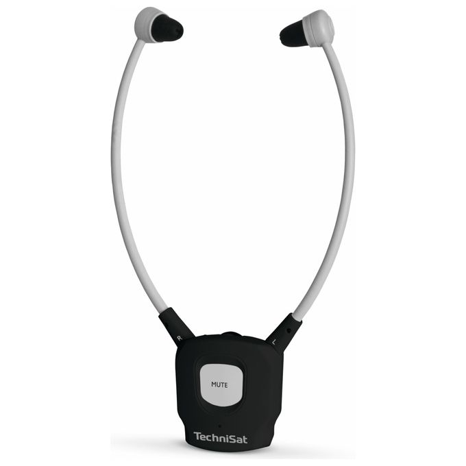 TechniSat 0001-9130 STEREOMAN ISI 3 Cuffie in-ear wireless 2,4 GHz con stazione di ricarica ingresso audio ottico e analogico controllo volume e microfono integrato colore Nero