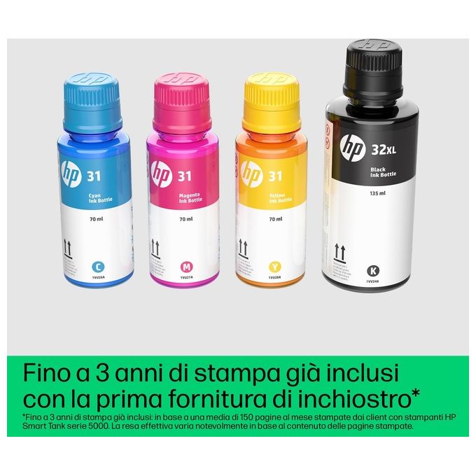 HP 1F3Y3A Smart Tank 5105 Stampante Multifunzione Inkjet A4 Stampa Copia Scansione 22 ppm Wi-Fi USB colore Bianco