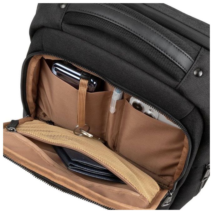 RivaCase 8126 BLACK Zaino Eco per Laptop Compatibile con 14 e Mac Air 15 Pollici in Poliestere Riciclato RPET Impermeabile con Scomparto Imbottito per Dispositivi Protezione Laterale e Inserto Antishock Colore Nero