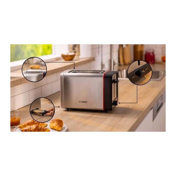 Bosch TAT6M420 MyMoment Tostapane 2 Fette 970 W Acciaio Inox colore Acciaio inox